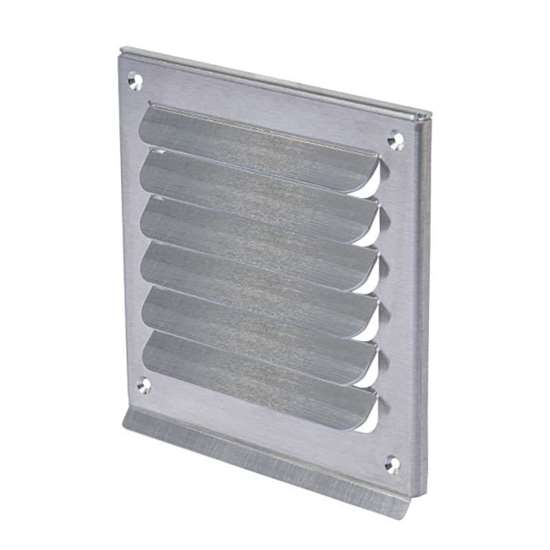 Image sur Grille pare pluie en aluminium, rejet d'eau, sans Manchon et moustiquaire. 600 x 600 mm. 70% coupe transversale libre. Avec barrette intermédiaire.