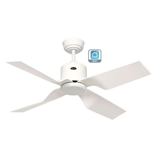 Immagine di Ventilatore da soffitto Eco Ventos WE-WE, lacca bianco, Ø 102 cm, con telecomando. Colore d'eliche in plastica bianco. WiFi. Outdoor (Casafan)