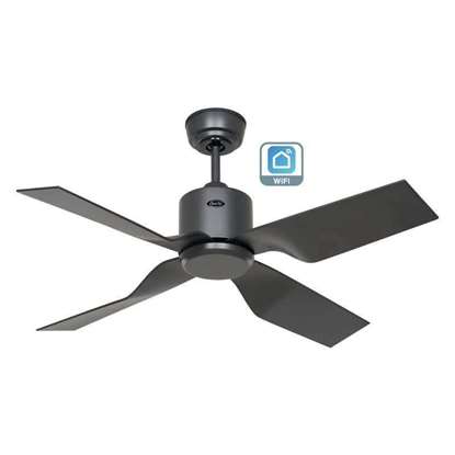 Image de Ventilateur de plafond Eco Ventos BG-BG, gris basalte, Ø 102 cm, avec télécommande. Couleur d'hélices plastique gris basalte. WiFi. Outdoor (Casafan)