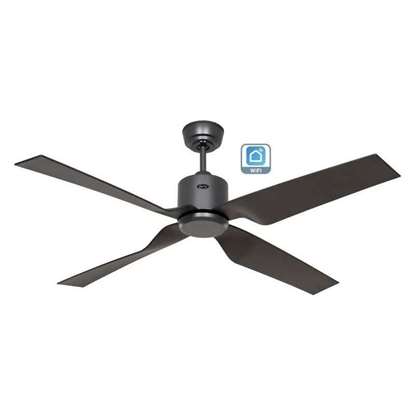 Image de Ventilateur de plafond Eco Ventos BG-BG, gris basalte, Ø 132 cm, avec télécommande. Couleur d'hélices plastique gris basalte. WiFi. Outdoor (Casafan)