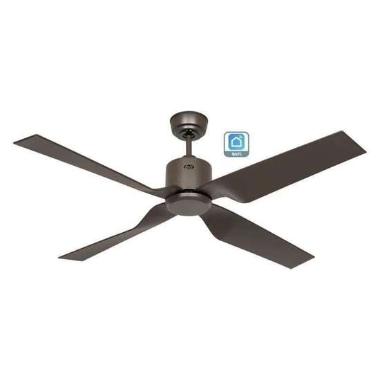 Immagine di Ventilatore da soffitto Eco Ventos BZ-BZ, bronzo, Ø 132 cm, con telecomando. Colore d'eliche in plastica bronzo. WiFi. Outdoor (Casafan)