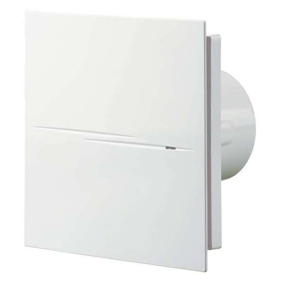 Immagine di Sileo Design100T ventilatore bagno/WC, con temporizzatore e ritardo di accensione. Con  motore a due stadi e aletta di non ritorno.  Con lampada di funzionamento.