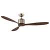 Immagine di Ventilatore da soffitto Aeroplan Eco BN-NB cromo spazzolato, Ø 132cm, con telecomando. Colore eliche noce. (Casafan)