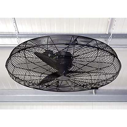 Bild von Deckenventilator mit Schutzgitter für 20 m Hallenhöhe, IP20.