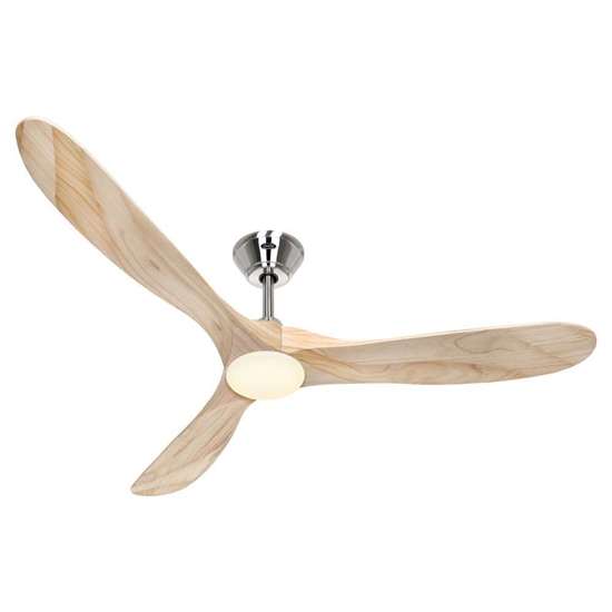 Image sur Ventilateur de plafond Eco Genuino-L 152 BN-NT, chrome brossé Ø 152cm. Avec télécommande et lampe. Couleur d'hélices nature. (Casafan)